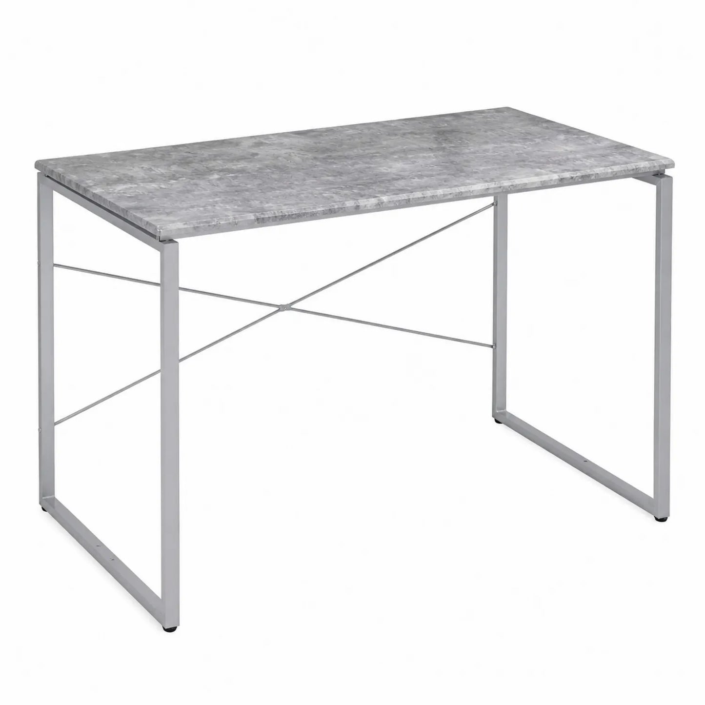 Schreibtisch MDF Marmoroptik Grau mit Metallgestell
