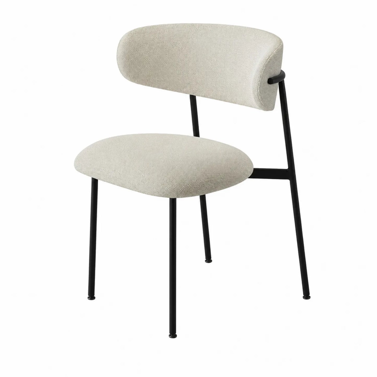 Esszimmerstuhl mit Metallbeinen und Polyestergewebe Beige
