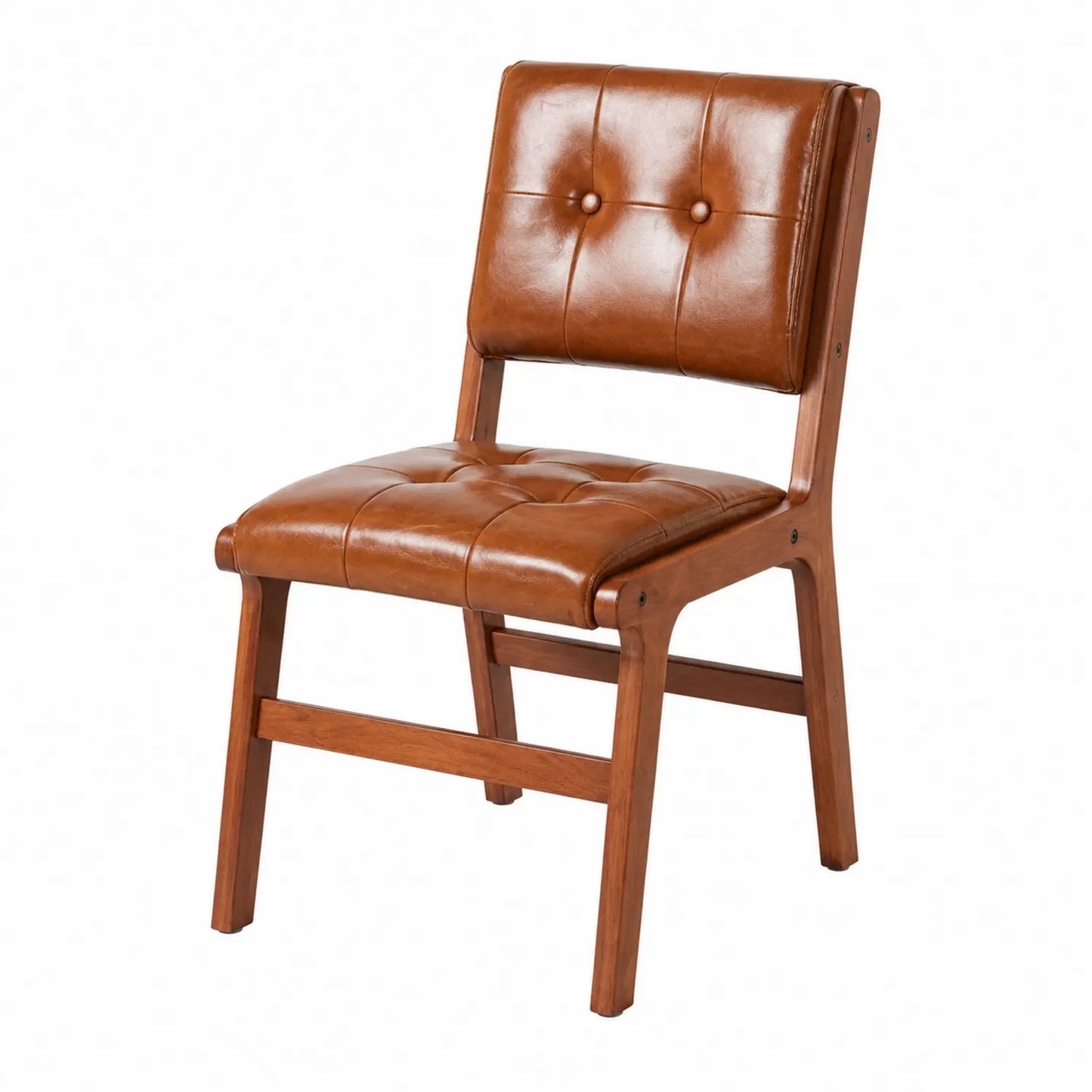 Esszimmerstuhl aus Holz und PU-Leder Braun