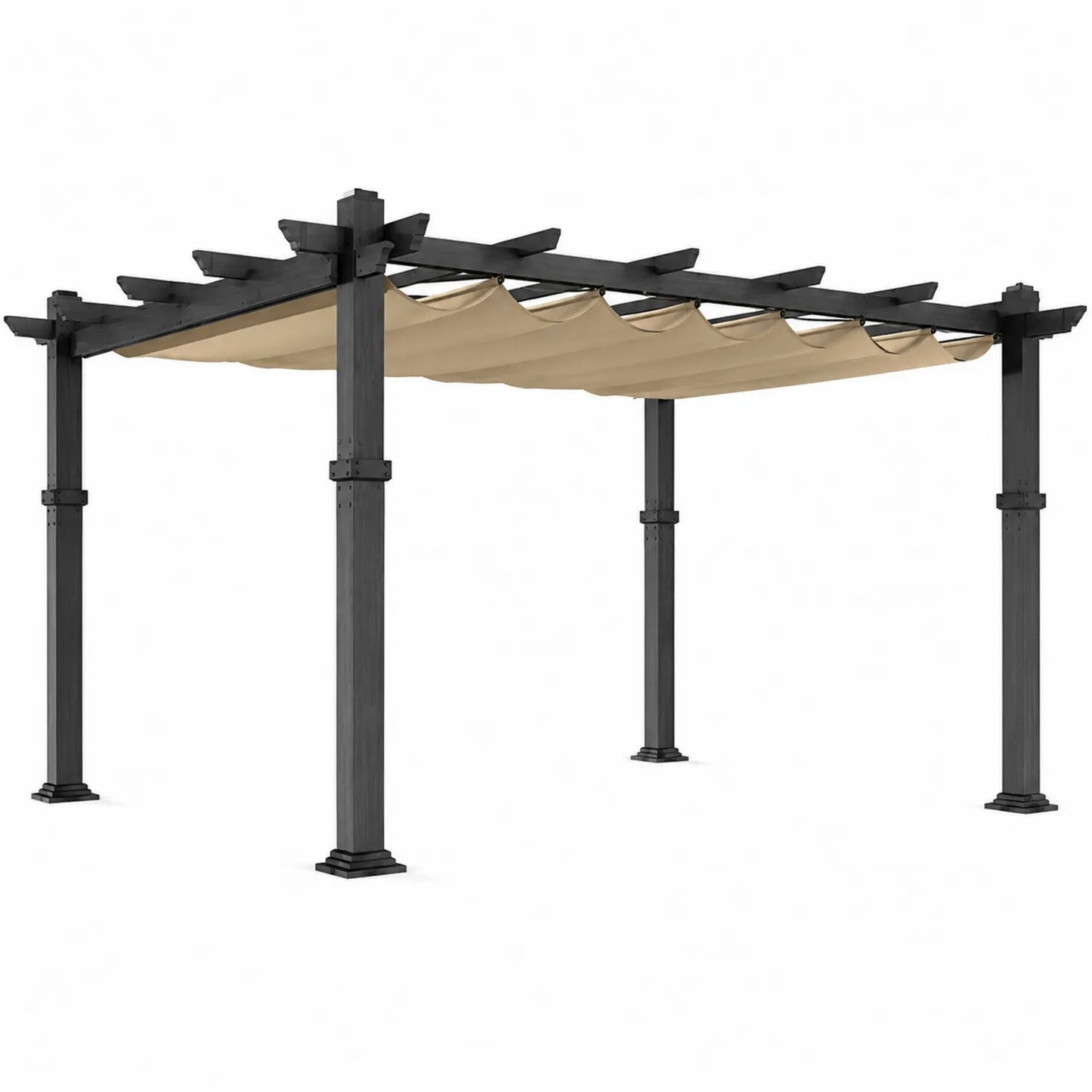 Pergola aus behandeltem Nadelholz mit Polyesterdach, Schwarz/Braun, 300x400 cm