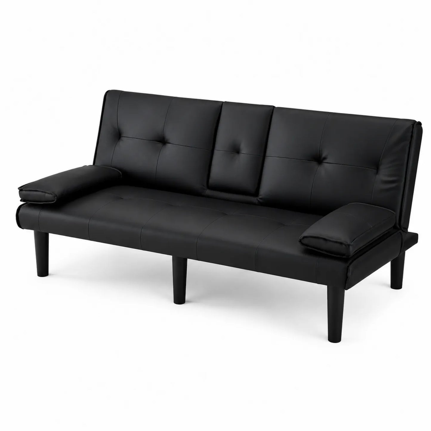 3-Sitzer Schlafsofa Schwarz Kunstleder