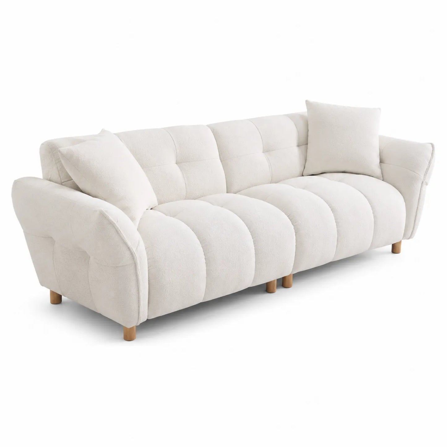 3-Sitzer Sofa in Beige mit Polyesterbezug und Holzbeinen