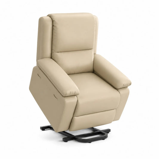 Elektrischer Aufstehsessel Leder Beige 100x85x90 cm