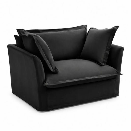 Sofa Zweisitzer Polyester Schwarz 100x85x75 cm