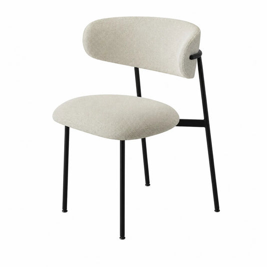Esszimmerstuhl mit Metallbeinen und Polyestergewebe Beige