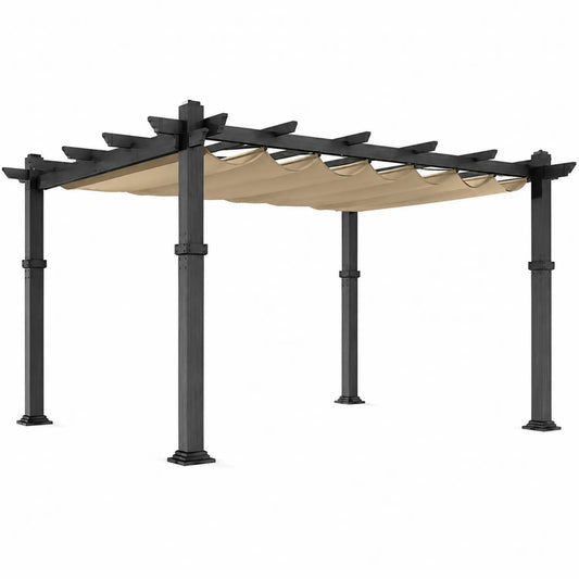 Pergola aus behandeltem Nadelholz mit Polyesterdach, Schwarz/Braun, 300x400 cm